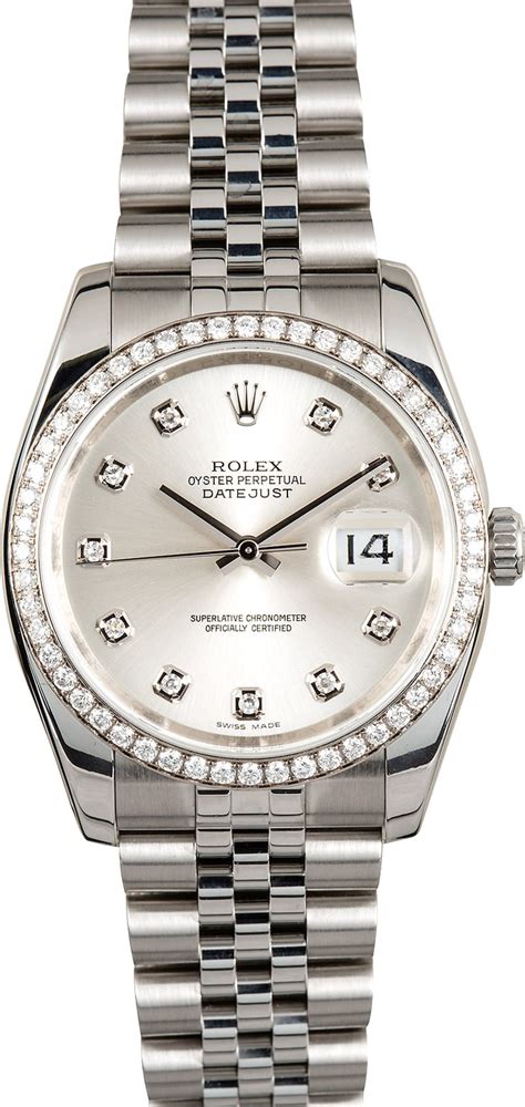 pre-owned rolex datejust 116244 diamond dial & fluted bezel|Rolex oyster perpetual Datejust 116234.